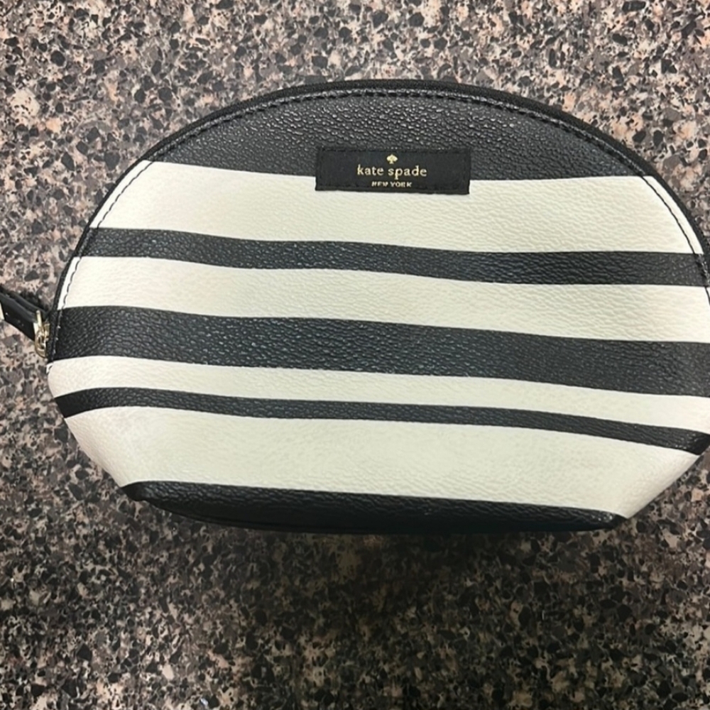 Kate Spade Monochrome Striped Cosmetic Bag